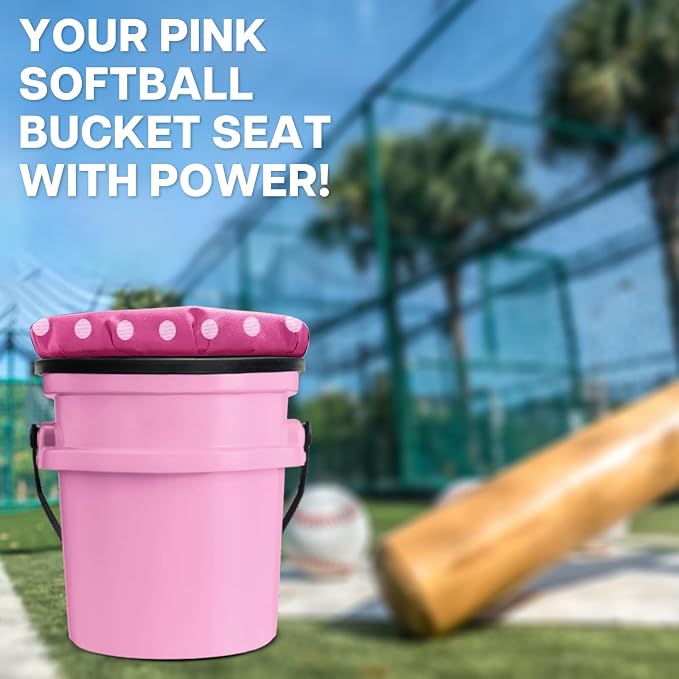 5 Gallon Bucket Seat with Swivel Lid, Padded Top for Cozy Sitting, Outdoor Fishing, Hunting, Gardening, Baseball Training, Pink