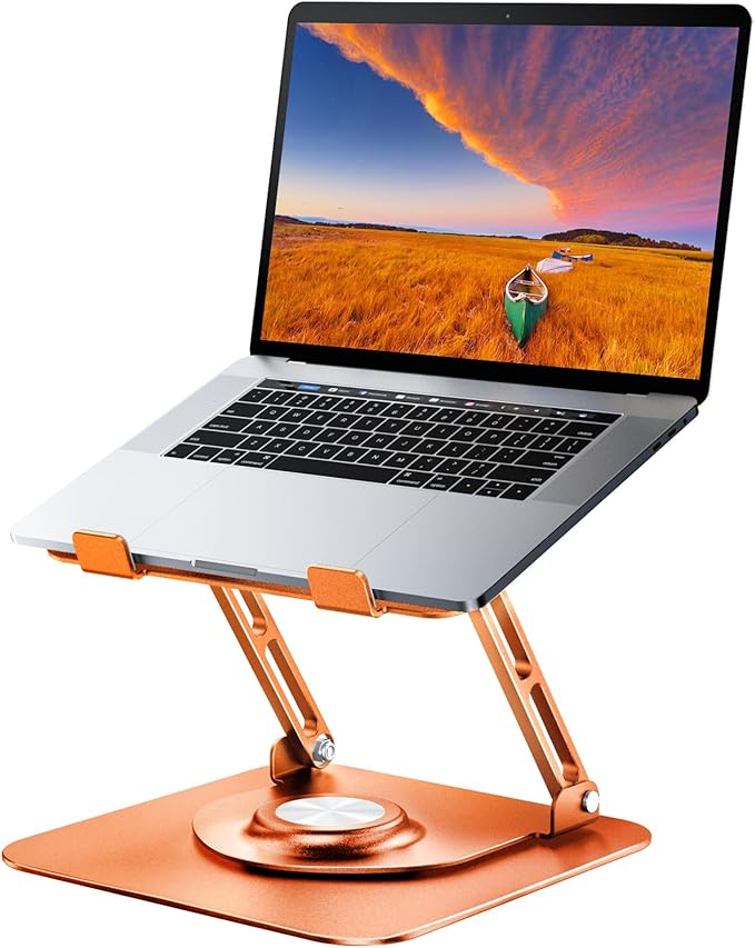 JOYEKY Laptop Stand for Desk, Adjustable Computer Stand with 360° Rotating Base, Ergonomic Laptop Riser for Collaborative Work, Foldable & Portable Laptop Stand, fits for All 10-16" Laptops