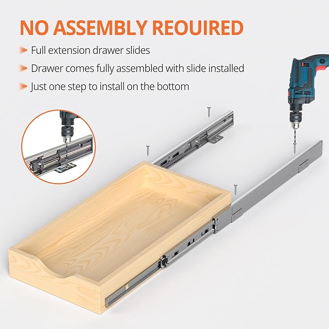 ZOINLIY 15''W X 21''D X 3''H Wooden Pull Out Drawer for Cabinet, Cabinet Organizer for Kitchen, Soft Close Slide Out Shelves, Heavy Duty, Fully Expandable