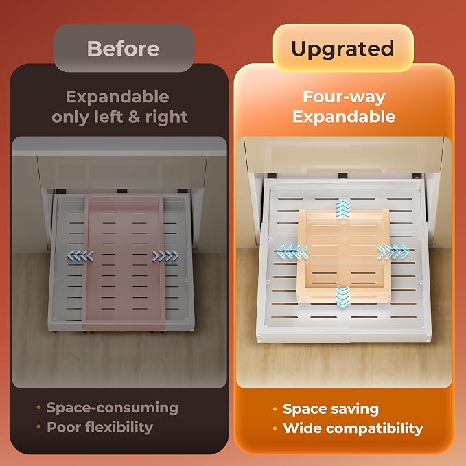 1 Pcs Pull Out Cabinet Organizers, Width (12"-19") and Depth (17"-23") Expandable With 3 Slides, No Drill Slide out Drawers Adhesive Film or Nail Cabinets Without Lip in Kitchen, Bathroom