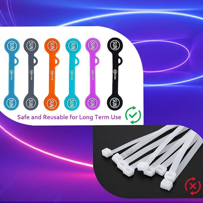 SUNFICON 10 Pack Cable Organizers Clips Earbuds Cords Organizers Magnetic Cable Clips Bookmark Whiteboard Noticeboard Fridge Magnets Cable Manager Keeper Ties for Kitchen Office School Assorted Colors