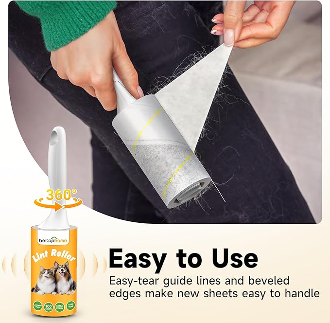 Extra Sticky Lint Roller for Pet Hair, 600 Sheets, 2 Handles | Everyday Value Pack for Clothes, Couch, Furniture, Car & Bedding