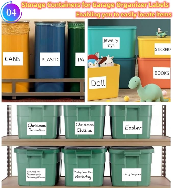 100 4" x 6" Organizing Labels for Storage Bins White Blank Large Label | Organization Name Stickers for Containers Box Bin Kitchen Storage, Moving Shipping Packing , Proof-Water/Oil, Sticky