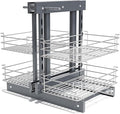 Blind Corner Pull Out Organizer for 36" Cabinet Left Open & Right Open Compatible 2 Tier 4 Shelves Adjustable Height