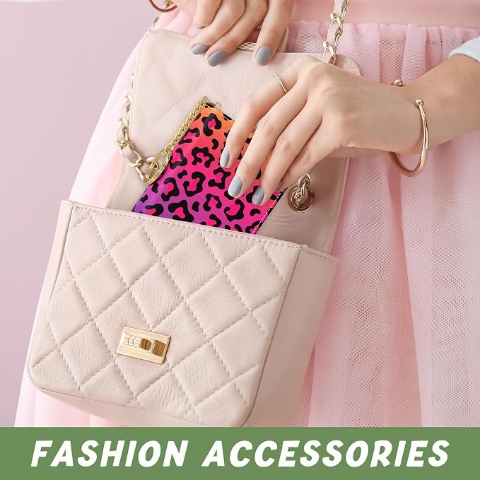 Aiawoxc Credit Card Holder, Small RFID Wallet Slim Leather Card Organizer Case with Zipper and Keychain, Colorful Leopard Print