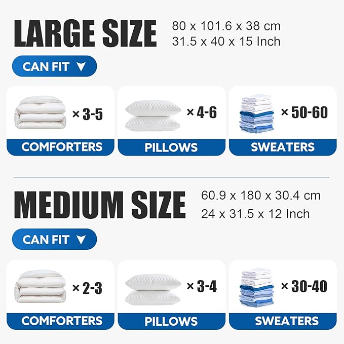 4 Pack Extra Large Thickened Cube Vacuum Seal Storage Bags, Space Saver Compression Storage Bags for Clothing Comforters Pillows Blankets, No Pump Needed