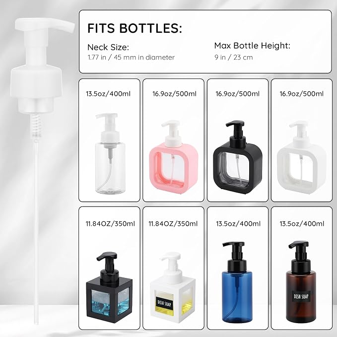 Segbeauty 3pcs White Foaming Hand Soap Pump Replacement, Countertop Foam Soap Dispenser Pump Heads, Foaming Dispenser Pumps for Bathroom Shampoo Bottle, 42 Thread Size Face Wash Bottle Replace Caps