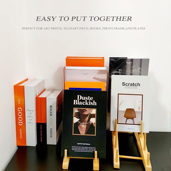 2 Pack Plate Stands for Display, 5-Tier Wooden Plate Rack Organizer | Plate Holder, Tabletop Display Stand for Book, Art Print, Photo, Puzzle, Magazine, Platter and Craft Show Vendor Booths