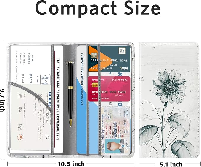 CoBak Car Registration and Insurance Holder | Vehicle Glove Box Organizer, Auto Truck Compartment Document Case with Magnetic Closure for Insurance & Driver License