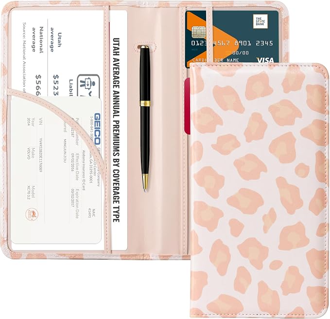 CoBak Car Registration and Insurance Holder | Vehicle Glove Box Organizer, Auto Truck Compartment Document Case with Magnetic Closure for Insurance & Driver License