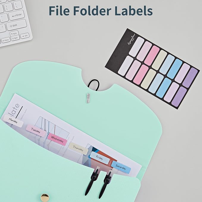 JARLINK 7 Pockets Expanding File Folder, A4 Accordion folders,Blue & Purple | Accordion File Folders with 12 Labels, Portable Document Organizer for Home, College, School, and Office Supplies