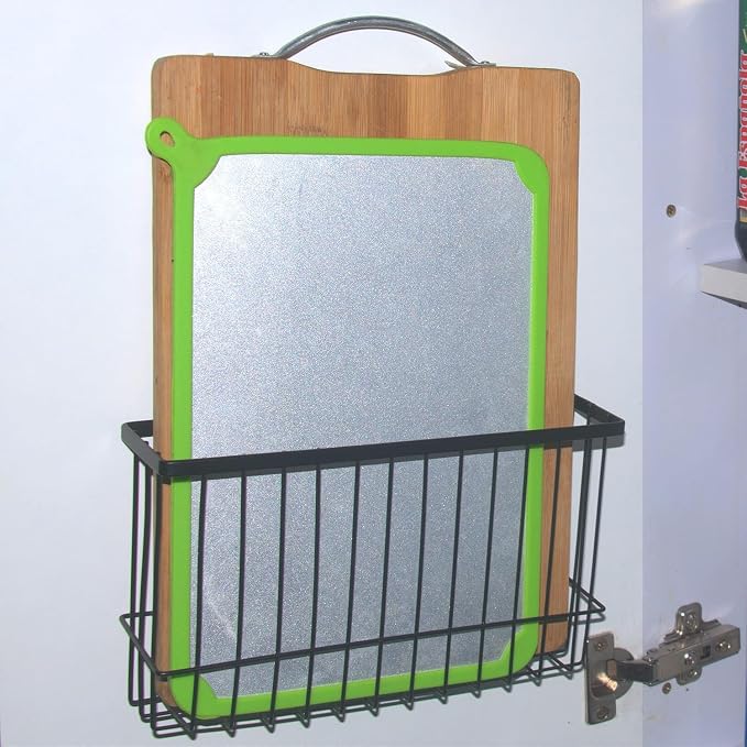Over the Cabinet Door Organizer 2 Pack, Self Adhesive cabinet door organizer Pantry Door Organizer, Inside Cabinet Storage, Cutting Board Organizer Wall Mounted, Home Organization