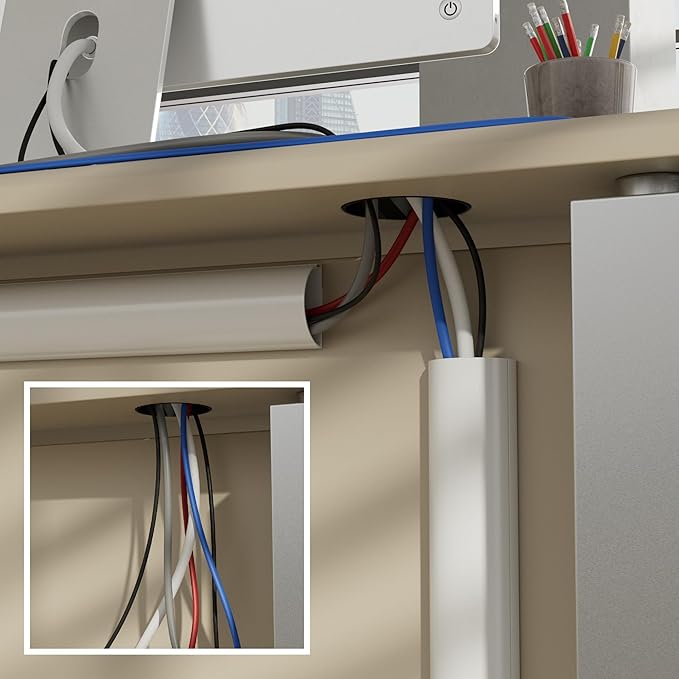 D-Line Half Round Cord Hider, Patented Cable Cover, Hide TV Wall Mount Wires, Raceway for Cords, Decorative Wire Covers, Paintable, Adhesive Cable Concealer, 1x 2in W x 1in H x 39in L, White