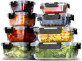 EATEX 16pc Glass Food Storage Containers with Lids, Airtight Glass Meal Prep Containers, 8 Reusable Food Storage Bins with 8 Leakproof Snap Lock Lids, Oven Microwave Freezer Safe Containers New