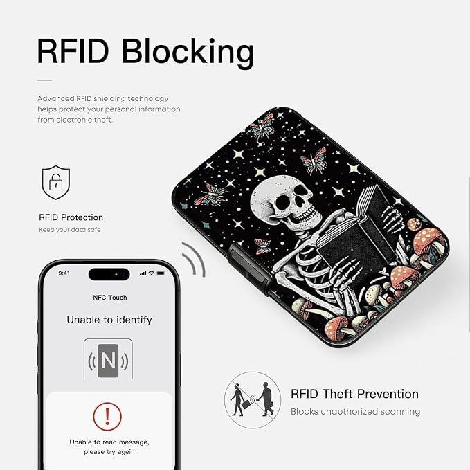 Credit Card Holder RFID Aluminum card case Skeleton mini Wallet Women Men | ABS Business ID Case,Hard Case Large Capacity 6 Slots, Waterproof Durable ，Secure Closure Slim Small Credit Card Protector
