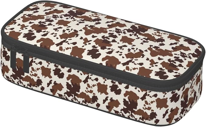 Cow Print Large Pencil Case for Girls Boys, Pencil Pouch Pen Bag Kids Teen | Big Capacity with Flip Top Zipper Stationery Organizer Storage Back to School Supplies for School Office College Student