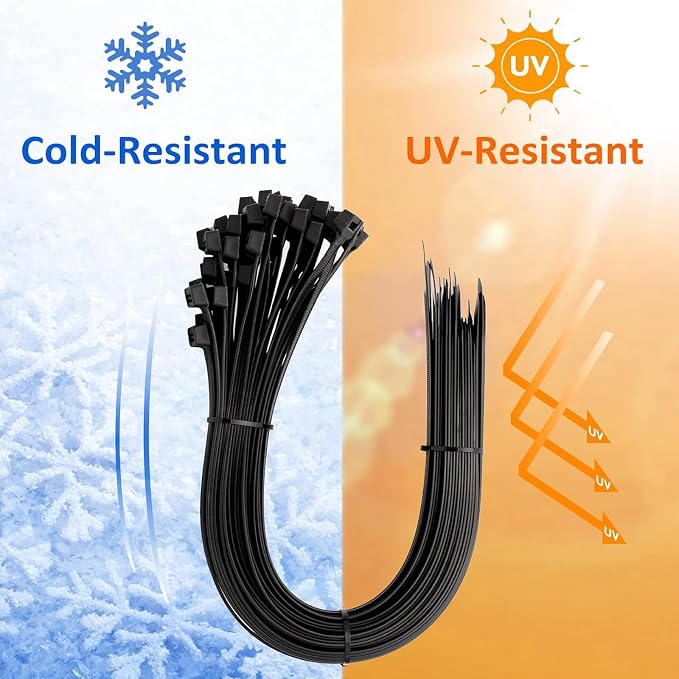 24 inch Black Long Zip Ties Heavy Duty 50 PCS, 175LBS Ultra Strong Plastic Wire Ties, Large Cable Ties Extra Long Tie Wraps, Indoor and Outdoor UV Resistant