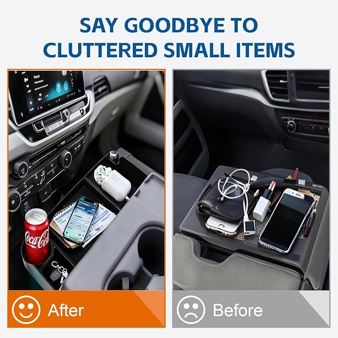 Center Headrest Organizer Tray Fit For Ford F150 F250 F350 F450 F550 F650 2011-2025 2026 Storage Compartment With Anti-Slip Mat Center Console Organizer for Ford F Accessories [Only for Jump Seat]
