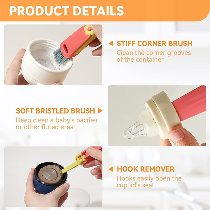 3 in 1 Cup Lid Gap Cleaning Brush Set, Multifunctional Bottle Clean-ing Brush, Cup Lid Gap Cleaner, Home Kitchen Crevice Cleaning Brush Tools (Blue)