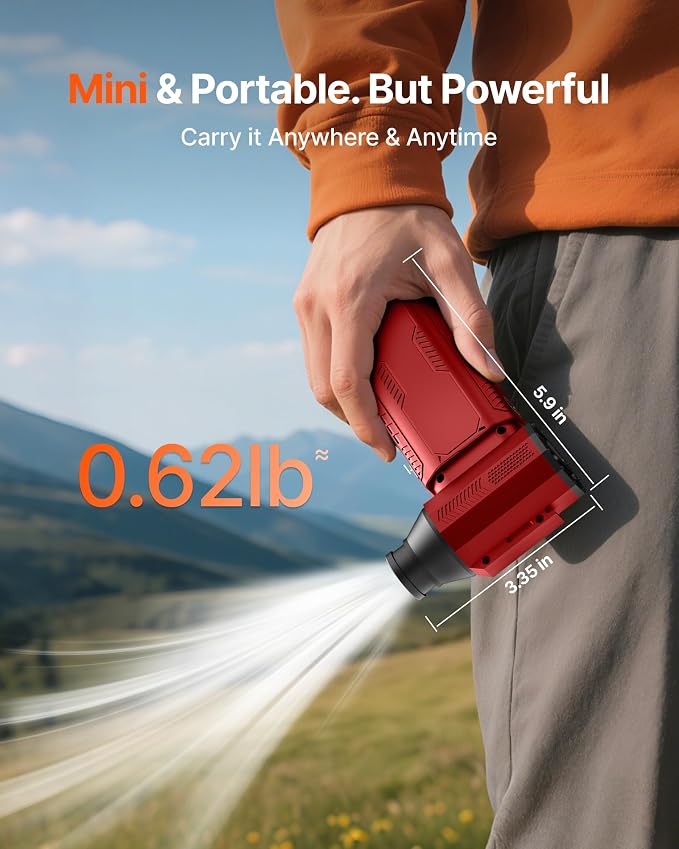 Compressed Air Duster, 130,000RPM Ultra-Powerful Electric Air Duster | 8000mAh Rechargeable Battery Cordless Blower, 4-Gear Adjustable Air Blower for Keyboard, Computer, Car, Home Cleaning - Red