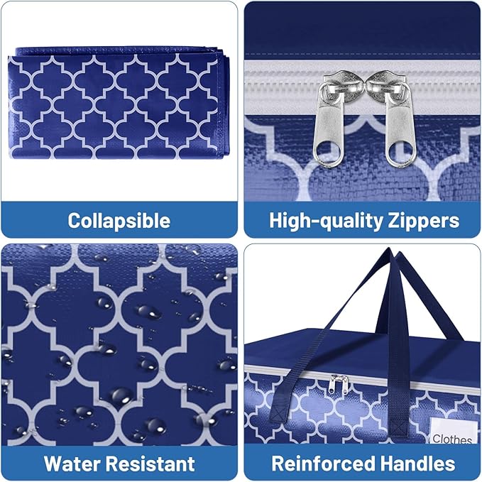 Fabspace Moving Bags, Extra Large Moving Supplies, Heavy Duty Storage Bags, Packing Bags with Reinforced Zippers & Handles, Collapsible Packing Boxes, Storage Totes for Moving, Packing, 88L, 6 Packs