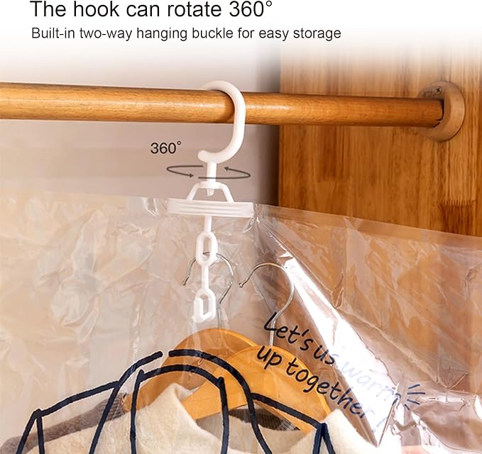 Large Garment Covers, Pack of 5, Vacuum Storage Bag with Electric Pump, Clear Compression Airtight Sealer Bags with Hanging Buckle, Hanging Clothes Storage(110cm/43in)