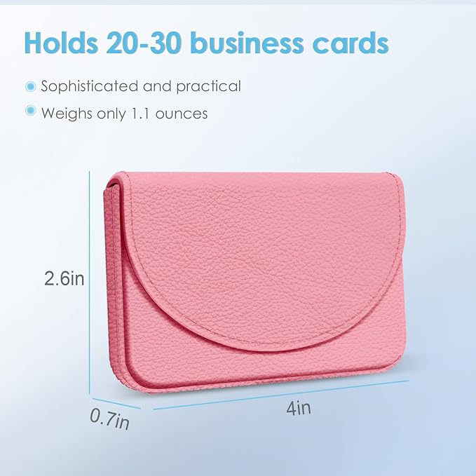 Business Card Holder，PU Leather Business Card Case Color Printing Pattern Card Holder Wallet，Pockets Magnetic Credit Card Holders for Men and Women，Pink