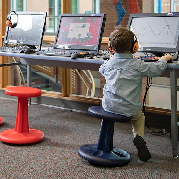 KORE Design Wobble Stool Chair, Girls + Boys Kid Desk Stools, Ergonomic Small Office Chairs, Flexible Seating for Active Child, ADD/ADHD, Classroom, School, Home, Kids (14in), Age 6-7 yrs, Purple