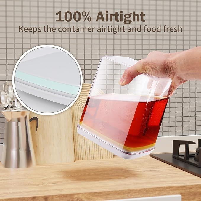 Melovom 8 Pcs Pop Food Storage Containers Airtight Food Storage Containers Set with Lids Kitchen Pantry Organization and Storage, 3.4Qt, 2.8Qt, 2.1Qt, 1.2Qt