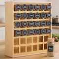 Novabright 36 Grids Bamboo Spice Rack Organizer, Wooden Spice Rack Wall Mount with Square Compartments, Wood Hanging Shelf for 4 oz Glass Jar Drawer Cabinet Kitchen Countertop Wall, Jars Not Included