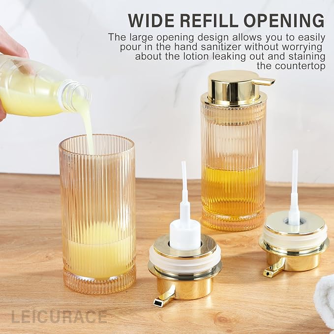 Glass Foam Soap Dispenser, Refillable Foaming Dispenser with Gold Pump, Foam Hand Soap Dispenser for Bathroom Kitchen, Modern Home Bathroom Kitchen Decor （Foam Type/Clear）
