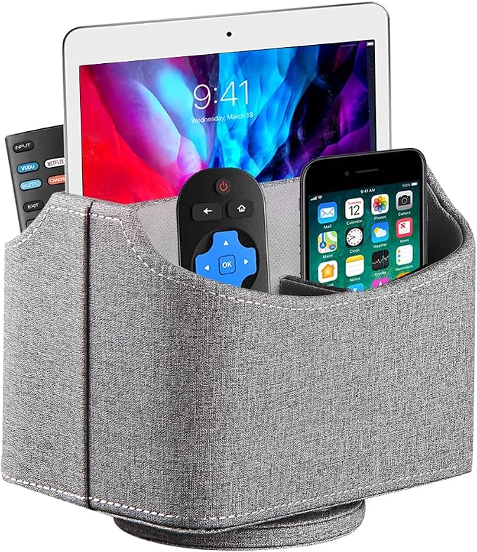 360° Rotating Remote Control Holder, PU Leather TV Remote Caddy Organizer Basket Storage Box with 5 Compartments for Pen, Pencil, Art Supplies, Makeup Brush, Office Desk Table Accessories | Nightstand Organizer Storage Box with 5 Compartments for Penci...