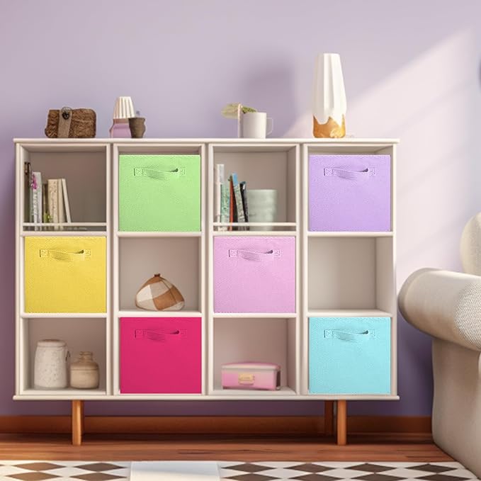 ShellKingdom Storage Bins, Foldable Fabric Storage Cube And Cloth Organizer | Storage Drawer For Closet And Toys, 13 X 13 X 13 INCH, 6 Pack (6 Colors)