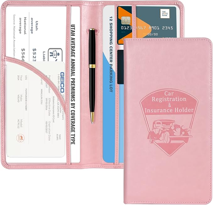 CoBak Car Registration and Insurance Holder | Vehicle Glove Box Organizer, Auto Truck Compartment Document Case with Magnetic Closure for Insurance & Driver License