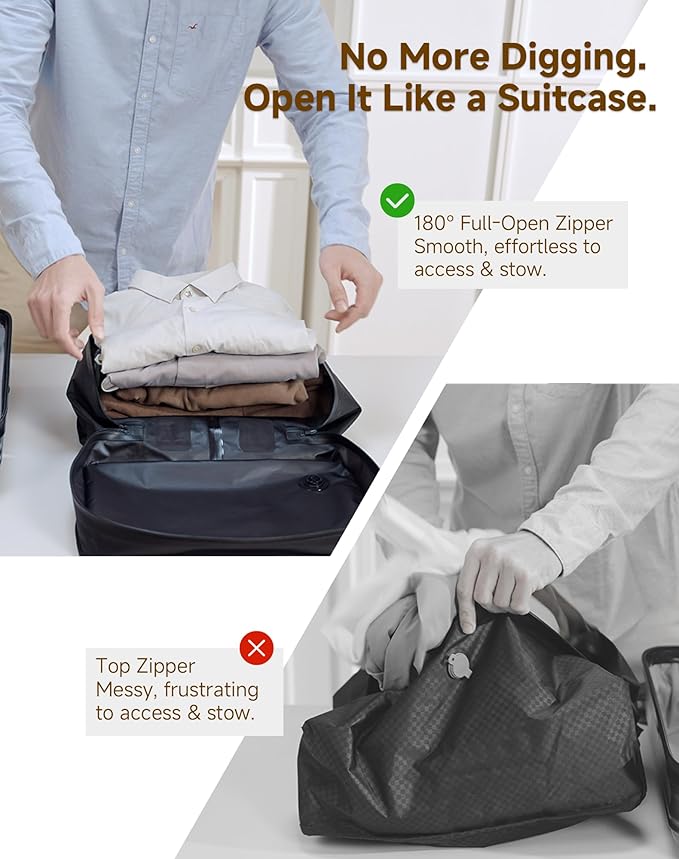 Vacuum Bags for Travel with Pump,Reusable Compression Packing Cubes to Save Space for Luggage and Backpack with IP68 Waterproof,Vacuum Seal Bags for Clothing travel (Black, 1Pack)