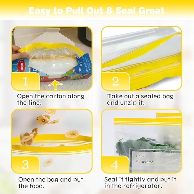 Teivio Gallon Freezer Bags 240 Count (6 Pack of 40), Double Zipper Seal, BPA-Free Plastic Food Storage Bags, Write-On Space, for Home, Kitchen, Travel, Camping, Snacks, Sandwich bags