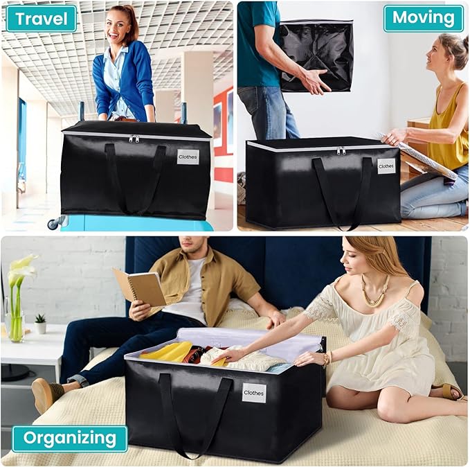 Extra Large Moving Boxes-Moving Bags with Zipper, Carrying Handles and Tag Pocket-Moving Supplies for Space Saving-Totes for Storage - for moving, Storage, Camping and Travel 125L-10 Pack
