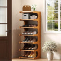 7-Tier Vertical Shoe Rack, Bamboo Free Standing Shoe Rack Shelf, Shoe Storage Stand, Entryway Shoe Tower, Vertical Shoe Organizer for Narrow Closet, Entryway, Hallway