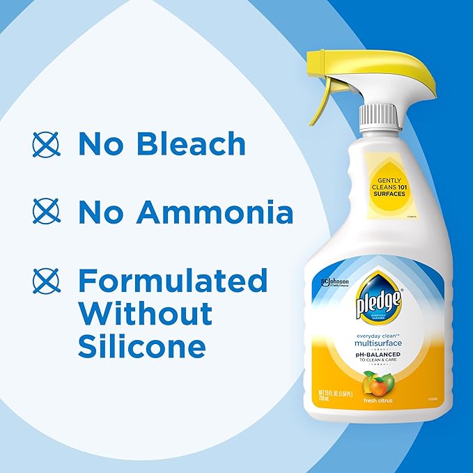 Pledge pH-Balanced Multisurface Cleaner Spray for Everyday Care, Fresh Citrus Scent, 25oz