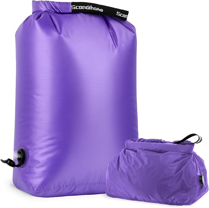 Compression Travel Laundry Bag for Dirty Clothes, Pump-Free Laundry Bag for Suitcase & Dorm, Waterproof Wet Dry Clothes Organizer, Large Capacity Space Saving Travel Bag (1 Pcs)(Purple, L)