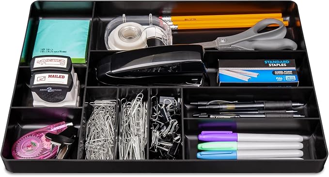 Ernst MFG 10 Compartment Drawer Organizer: Heavy Duty Stackable Tray for Automotive Tool Organization -Low Profile Toolbox - Nuts and Bolts, Tools, Parts, Easy to Clean - Black - Made in the USA