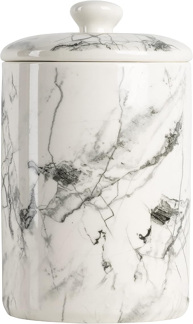 10 Strawberry Street Marble Ceramic Kitchen Canister Set, Set of 3, White/Black