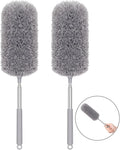 2 Pack Microfiber Duster for Cleaning, Washable Hand Dusters with Extendable Pole, Cleaning Supplies for Office, Car, Furniture, Ceiling Fan