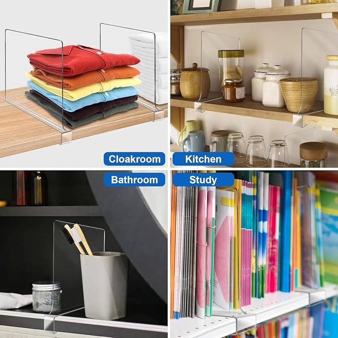 11 Inches Tall [Extra Tall Version] Shelf Dividers for Closet Organization and Storage, 10 Pack Purse Organizer for Closet Acrylic Bookshelf for Organization, Perfect for Sweater Shirts Handbags