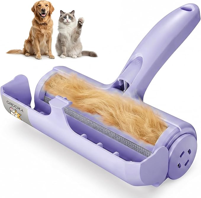 ORDORA Pet Hair Remover Roller, Reusable Lint Roller for Dog and Cat Hair | Portable Pet Hair Roller with Large Fur Bin for Couches, Bedding, Car, Rugs & Furniture, No Refills or Batteries, Pet Homes