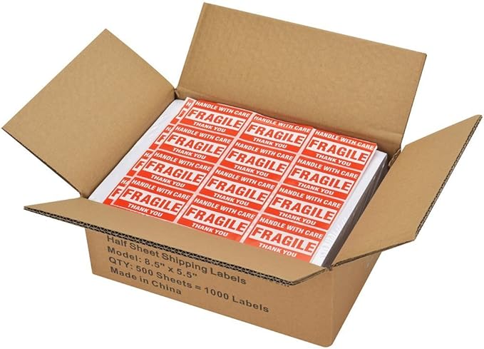MFLABEL Half Sheet Label Laser/Ink Jet USPS UPS FedEx Shipping Label 8.5 x 11 Inches Packaging Labels, Address Labels for Laser & Inkjet Printers, 5000 Count(2500 Sheets)