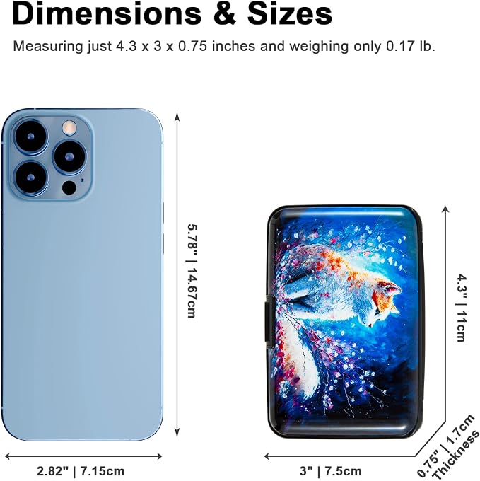 Credit Card Holder for Women Men RFID Blocking Wallet Small Business Metal Slim Mini Aluminum Hard Case (Cat Painting)