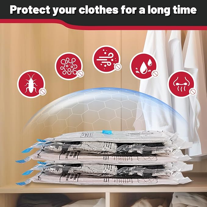 UPGOGO 8 Pack Jumbo Vacuum Storage Bags,Vacuum Seal Bags for Clothing,Space Saver Bags,Comforters, Blankets, Bedding