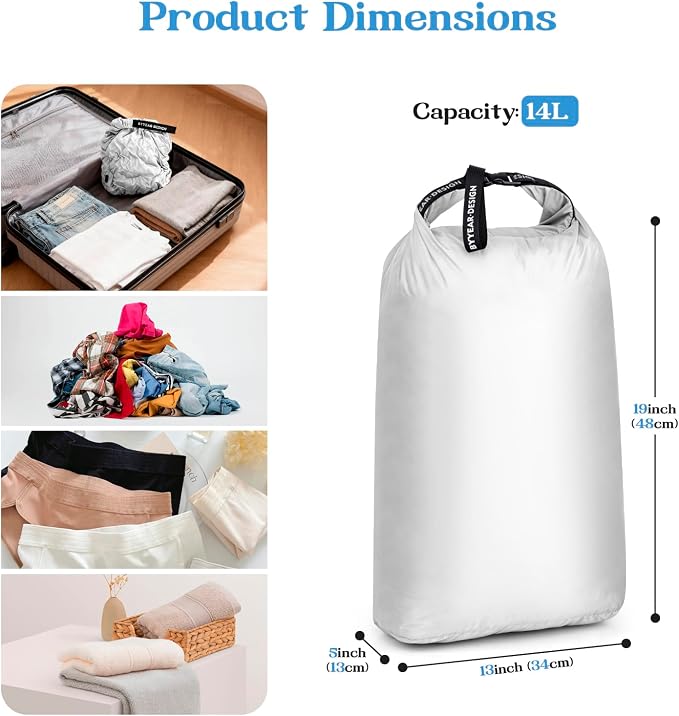 Travel Laundry Bag for Dirty Clothes, Waterproof Compression Bag | Moisture-resistant Vacuum Storage Bag, Space-Saving Laundry Storage Organizer for Cruise, Swimming, Gym