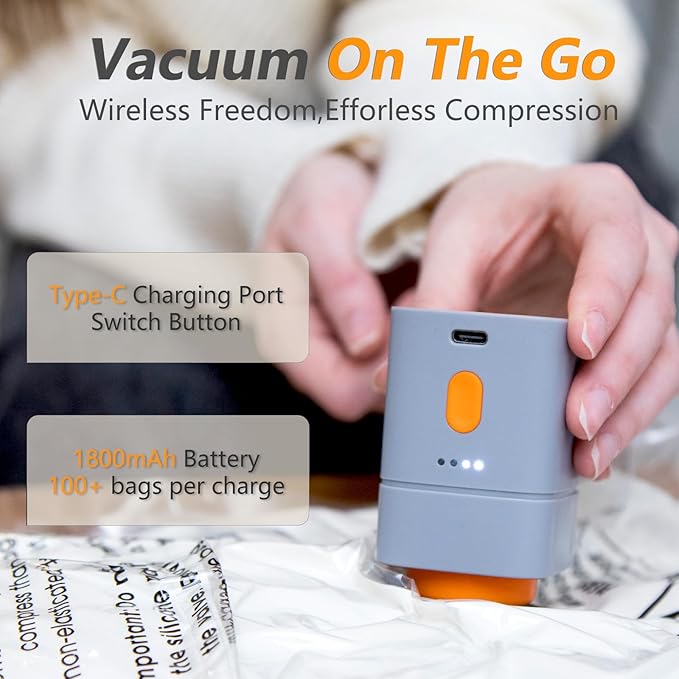 Fast-Charging Wireless Pump and 18 Pack Vacuum Compression Storage Bags,Multi-Size Combo 70% Space Saving for Clothing, Bedding & Seasonal Storage & Space Saver for Luggage